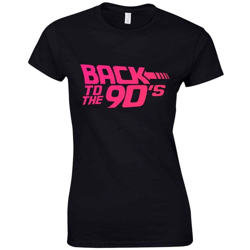 Back To The 90 S Ladies Fitted T Shirt Fancy Dress Neon Print Love 90s Party Top 9968